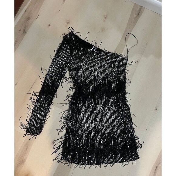 Anthropologie Plus Size Flapper Retro Chic Shimmer Sequins Glam Party Mini Dress - Picture 7 of 8